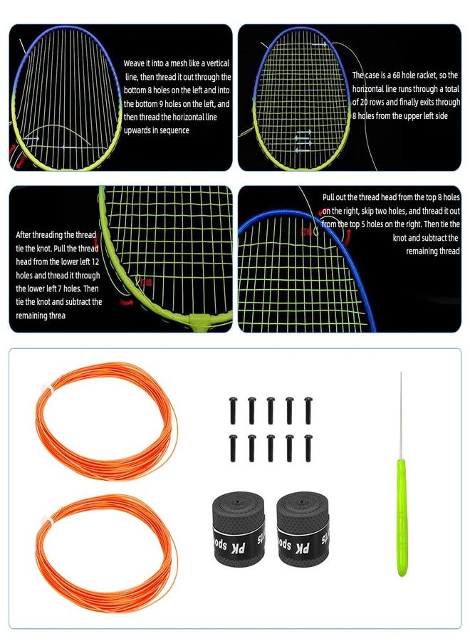 برو بيروس مجموعة أوتار مضارب تنس الريشة من بروبيروس®، لمضربين، طقم إصلاح أوتار بديل مع ملحقات وأدوات، أوتار من ألياف النايلون، 0.78 مم، قوة شد 26 رطلاً، طول 10 أمتار لكل لفة - برتقالي - Image 5