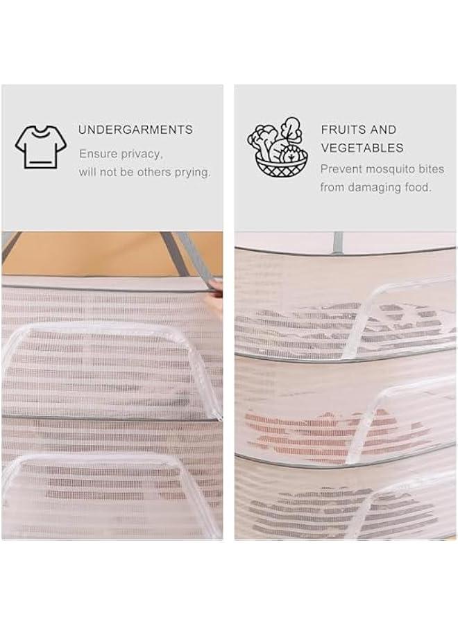 MIXDE Hanging Dryer Net Foldable Drying Rack Net Dryer 3 Layer Folding Fish Net With Zipper For Fish, Vegetables, Fruits, Herbs - Image 3