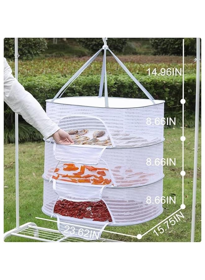 MIXDE Hanging Dryer Net Foldable Drying Rack Net Dryer 3 Layer Folding Fish Net With Zipper For Fish, Vegetables, Fruits, Herbs - Image 2