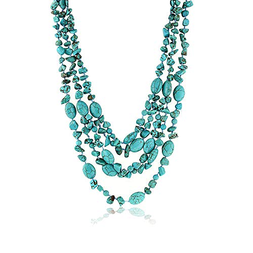 Gem Stone King Handmade Multi-strand Beaded Chunky Simulated Turquoise Necklace For Women, 20 Inches Long Green Western Jewelry with Toggle Clasp - Image 5
