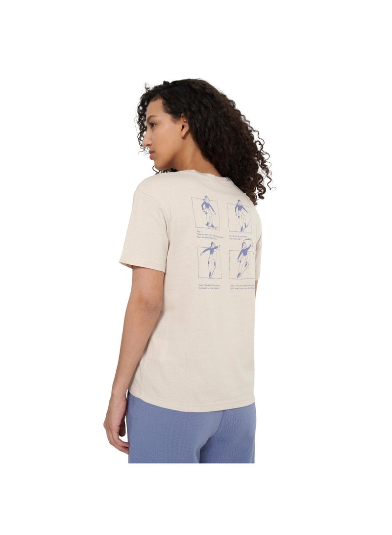 Athlex Women's T-shirt Light Beige, Termit, Soft Cotton Fabric, Relaxed Fit, Comfortable and Versatile for Casual Wear - Image 3