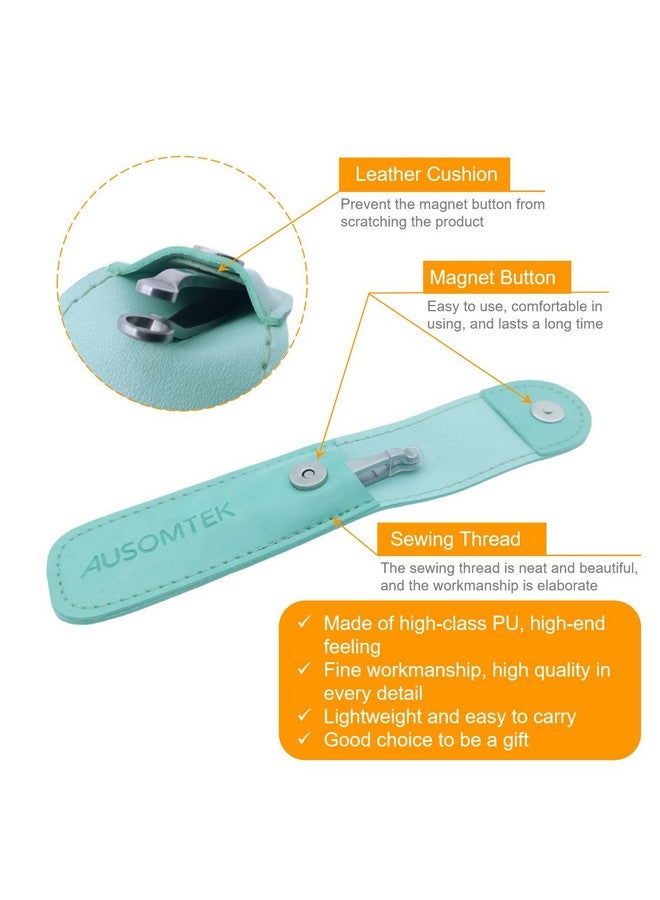 Ausomtek Usomtek Nose Hair & Ear Hair Trimming Tweezers Eyebrow Grooming Scissors Eyelash Clipper Stainless Steel Grooming Scissors Safe Roundheaded For Men And Women (Cyan Pu Case) (1 Pack) - Image 4