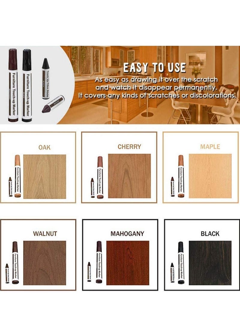 Generic Total Furniture Repair System - 17Pc Scratch Restore Touch-Up Kit - Felt Tip Markers, Wax Stick Crayons  - Image 3