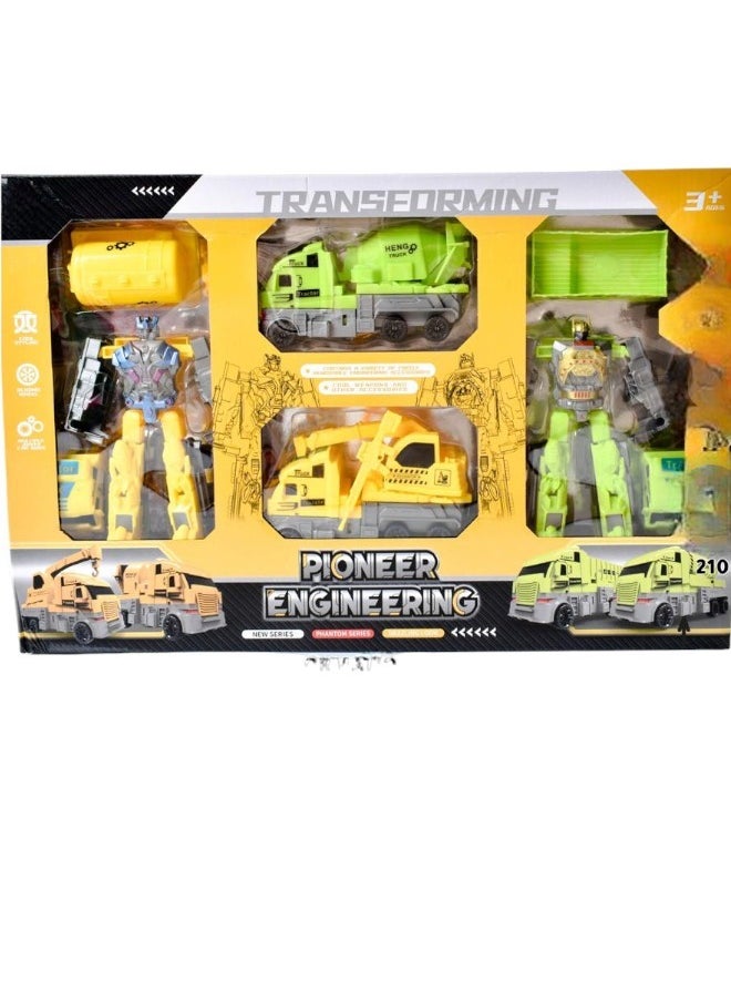 Toy Box Transformers Toys Deformation Robot Construction Trucks Toy Set For Kids 
