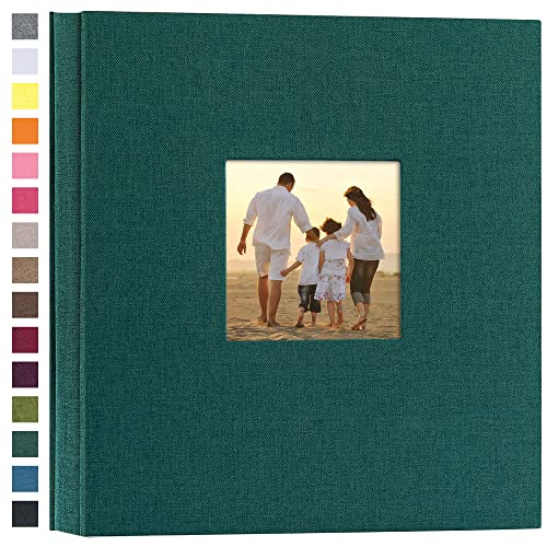 potricher Linen Hardcover Photo Album 4x6 600 Photos Large Capacity for Family Wedding Anniversary Baby Vacation Dark Green 600 Pockets