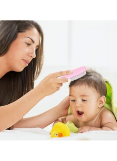 CMGTYYD. فرشاة شعر الطفل، طقم فرشاة ومشط لشعر الطفل، 3 قطع، فرشاة ومشط لشعر الأطفال حديثي الولادة والأطفال الصغار، هدية مثالية لتسجيل الأطفال، وردي  - Image 5