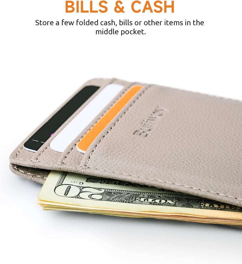 Buffway Mens Slim Wallet, Minimalist Thin Front Pocket Leather Credit Card Holder with RFID Blocking for Work Travel - Image 5