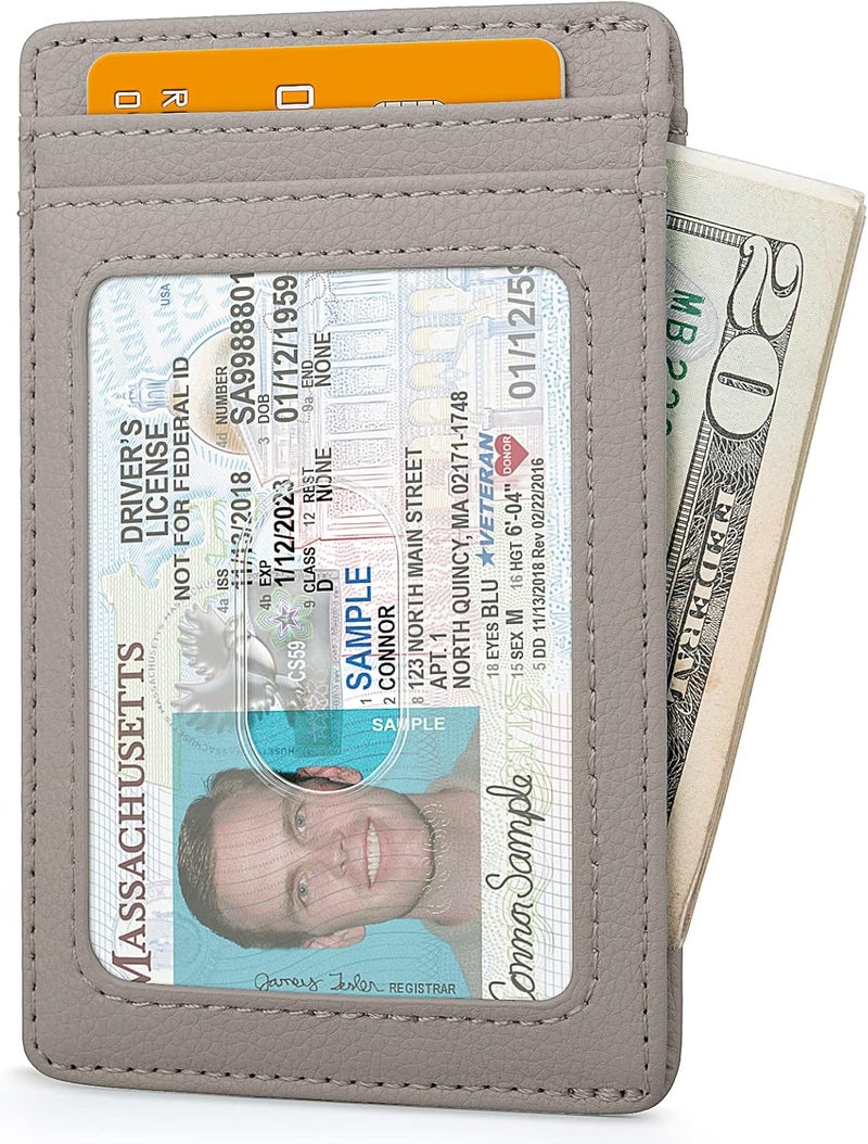 Buffway Mens Slim Wallet, Minimalist Thin Front Pocket Leather Credit Card Holder with RFID Blocking for Work Travel - Image 2