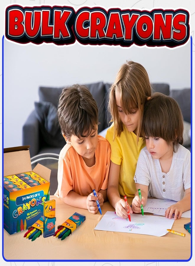 Bedwina Bulk Crayons - 96 Crayons - (Box of 24 Packs) - 4 - Per Pack, Premium Bright Colors for Kids and Toddlers, Non-Toxic for Coloring, Party Favors, Restaurants, Goody Bags, Stocking Stuffers - Image 4