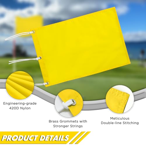 KINGTOP Golf Flag 20x14 Inch - Plain Yellow, 420D Nylon, Brass Grommets - Standard Putting Green Flags for Backyard Practice, Golf Courses, Country Club, 1-Pack - Image 2