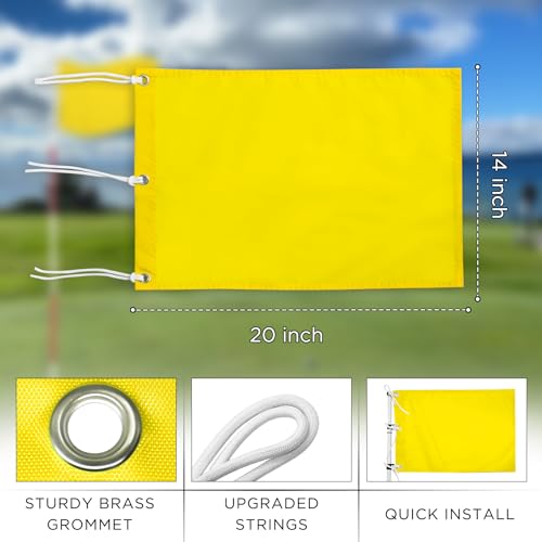 KINGTOP Golf Flag 20x14 Inch - Plain Yellow, 420D Nylon, Brass Grommets - Standard Putting Green Flags for Backyard Practice, Golf Courses, Country Club, 1-Pack - Image 3