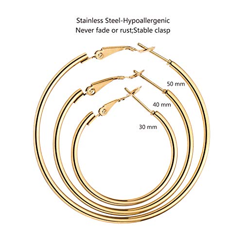 Cuicanstar 6 Pairs Gold Silver Plated Hoop Earrings for Women, Hypoallergenic Stainless Steel Gold Hoops Silver Hoop Earrings Set, Lightweight Large Small Hoops Women Earrings Loop Earrings Set - Image 5