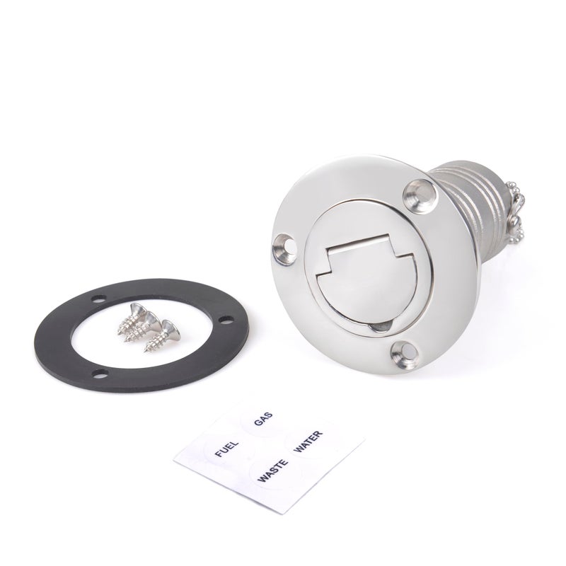 CNRAQR 1-1/2"(38mm) Boat Gas/Fuel/Diesel/Water/Waste Deck Fill/Filler with Keyless Cap Tank Key Cap Marine Mirror-Polished 316 Stainless Steel Hardware for Boat Yacht Caravan - Image 1