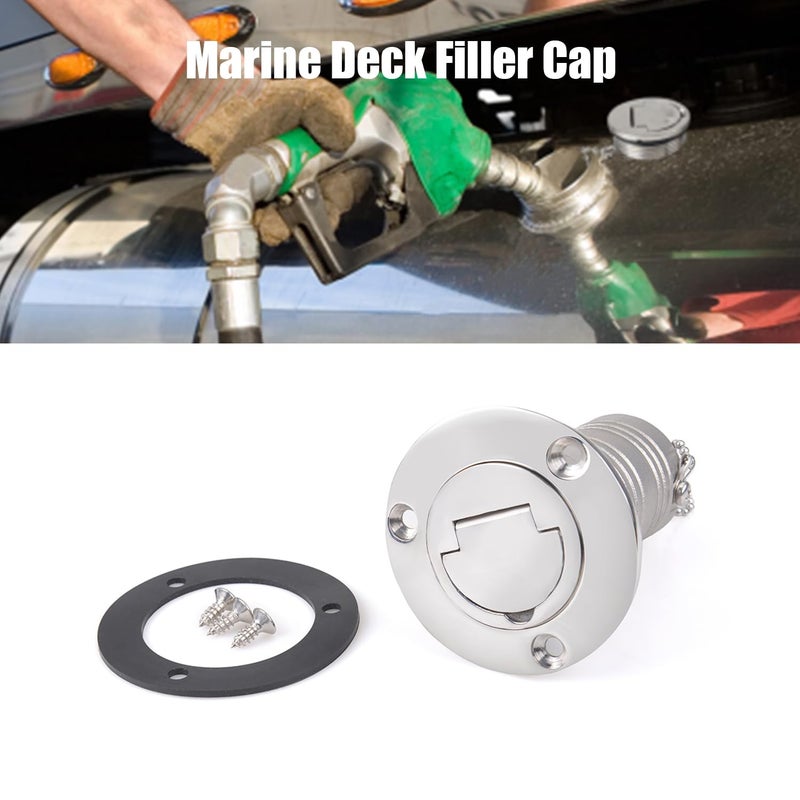 CNRAQR 1-1/2"(38mm) Boat Gas/Fuel/Diesel/Water/Waste Deck Fill/Filler with Keyless Cap Tank Key Cap Marine Mirror-Polished 316 Stainless Steel Hardware for Boat Yacht Caravan - Image 3