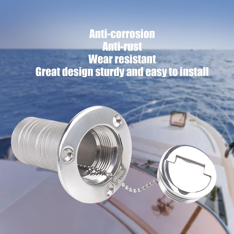 CNRAQR 1-1/2"(38mm) Boat Gas/Fuel/Diesel/Water/Waste Deck Fill/Filler with Keyless Cap Tank Key Cap Marine Mirror-Polished 316 Stainless Steel Hardware for Boat Yacht Caravan - Image 4