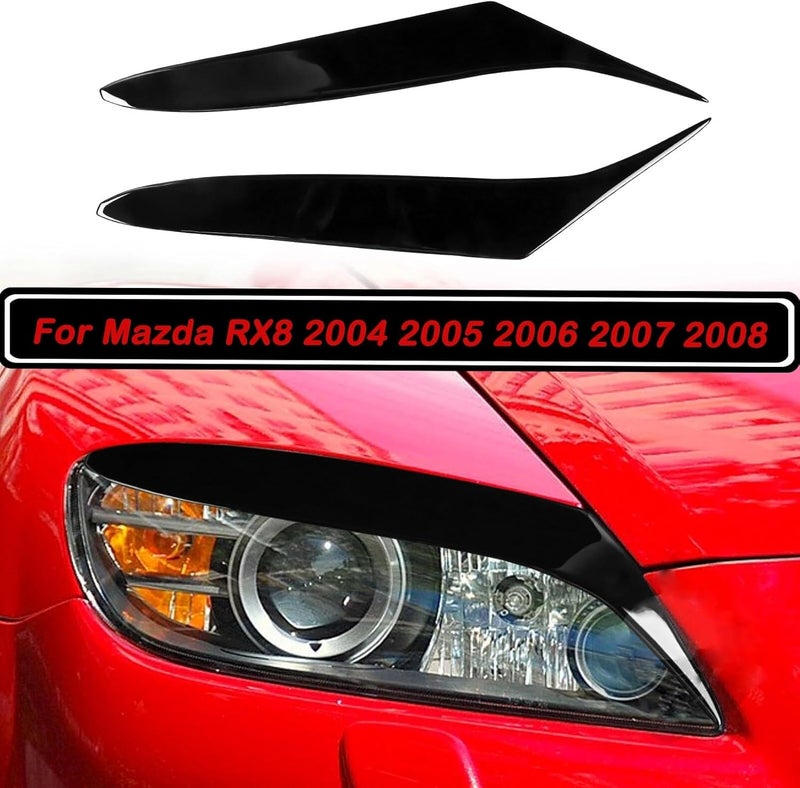 DEMULAX Gloss Black Headlight Eyebrow Trim for Mazda RX8 - Image 4