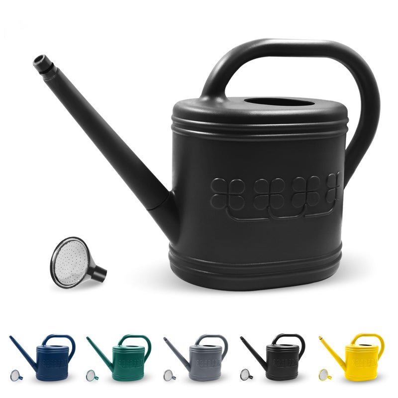 Giftsfaloy 2 Gallon Watering Can Outdoor Watering Can for Plants Garden Water Can with Removable Long Spout and Stainless Steel Sprinkler Head Large Water Can for Greenhouse Black 2 Gallon - Image 2