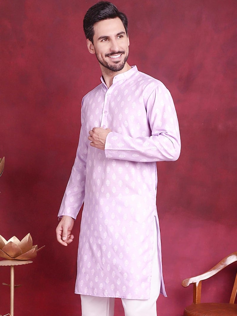 Jompers Purple Floral Printed Kurtas for Men (Purple, L) - Image 3