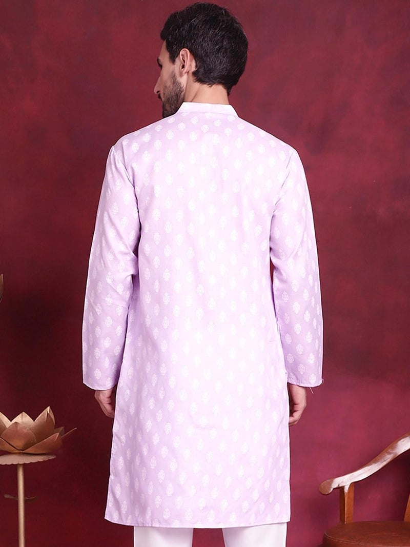 Jompers Purple Floral Printed Kurtas for Men (Purple, L) - Image 2