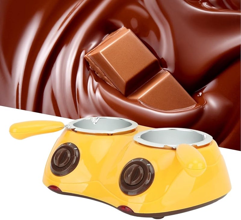 Yellow Portable Electric Chocolate Fondue Pot with 2 Temperature Settings for Hot Milk and Melting - Image 5