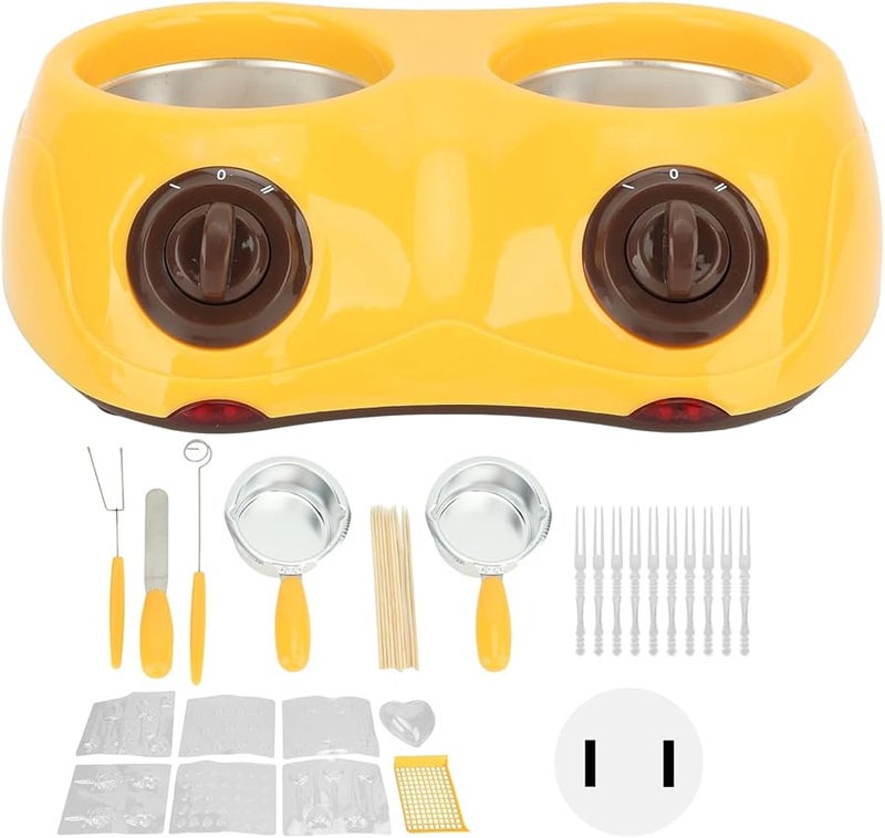 Yellow Portable Electric Chocolate Fondue Pot with 2 Temperature Settings for Hot Milk and Melting - Image 3