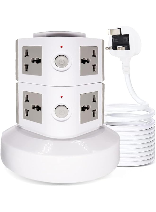 promass Universal Vertical Tower Power Strip, Multi Socket(110V-250V) with 2 USB Ports, Electric Charging Station Surge Protector, suitable for any country (Two layer) - Image 1