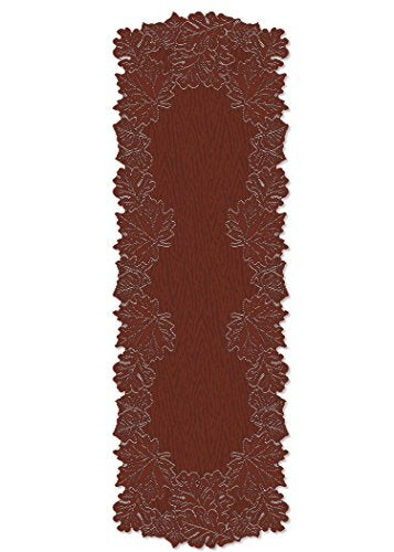Heritage Lace Leaf 20-Inch by 60-Inch Mantle Runner, Dark Paprika - Image 1
