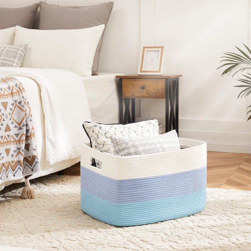 Artfeel Blanket Basket,Rectangle Woven Baskets for Storage,65L Laundry Basket for Decorative Nursery Blanket,Toys,Dirty Clothes and Magazine in Shelves,Baby Room,and Living Room - Image 2