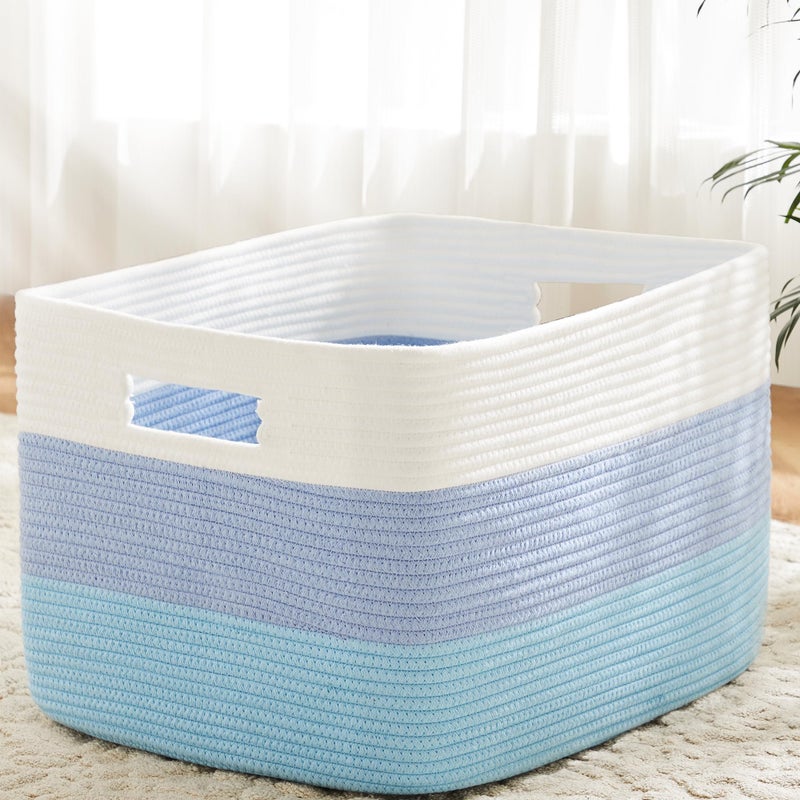 Artfeel Blanket Basket,Rectangle Woven Baskets for Storage,65L Laundry Basket for Decorative Nursery Blanket,Toys,Dirty Clothes and Magazine in Shelves,Baby Room,and Living Room - Image 1