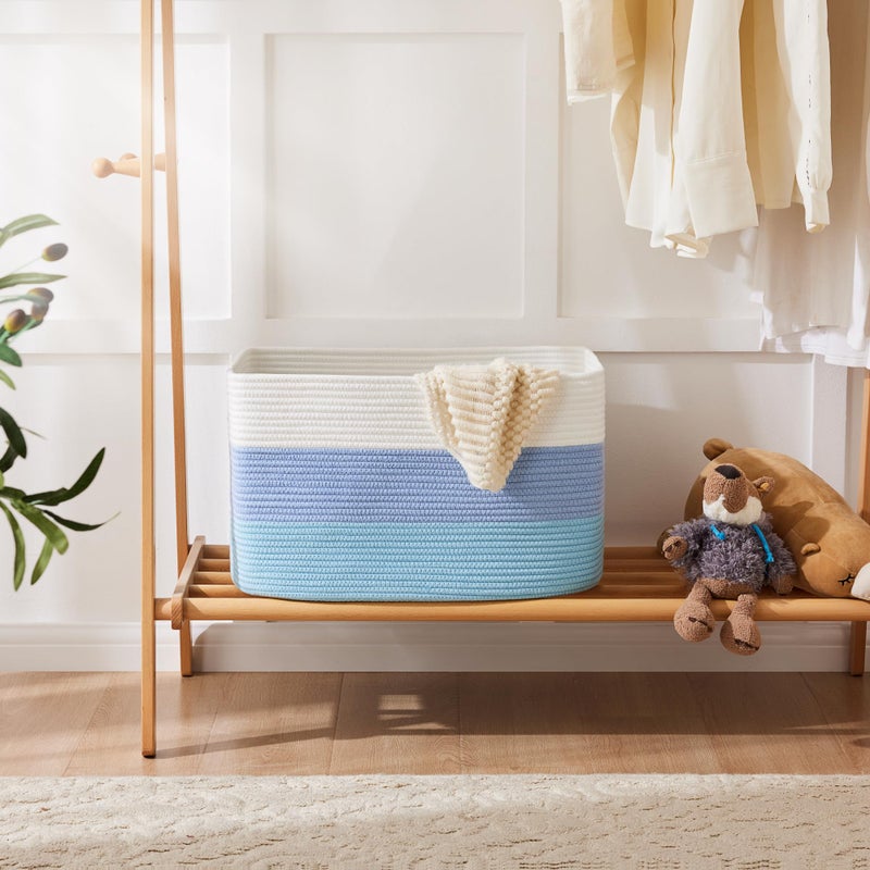 Artfeel Blanket Basket,Rectangle Woven Baskets for Storage,65L Laundry Basket for Decorative Nursery Blanket,Toys,Dirty Clothes and Magazine in Shelves,Baby Room,and Living Room - Image 4