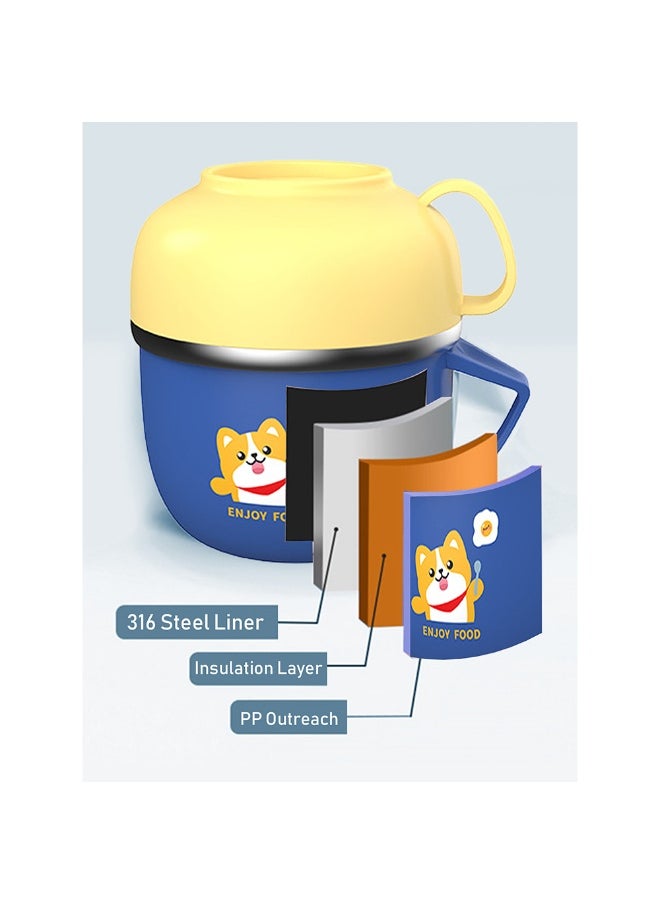 LITTLE SURPRISE BOX - Dark Blue Big Size Foxy Dual Handle Soup and Noodles Lunch Box with matching Cover - Image 1