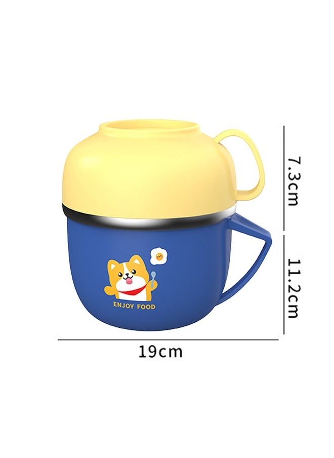 LITTLE SURPRISE BOX - Dark Blue Big Size Foxy Dual Handle Soup and Noodles Lunch Box with matching Cover - Image 1