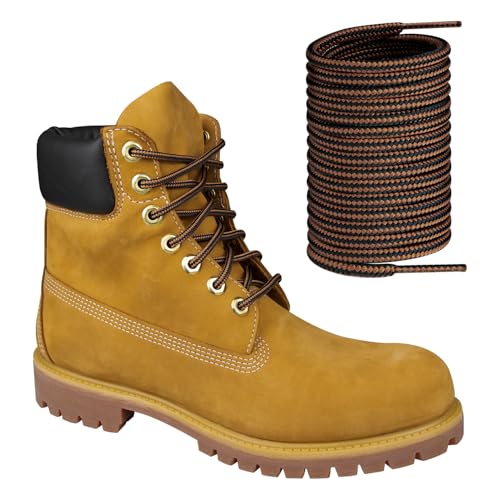 Endoto Boots Shoe Laces for Timberland Work Hiking Hunting Round Replacement Shoelaces(Color:Black&Brown,Size:54Inch) - Image 1