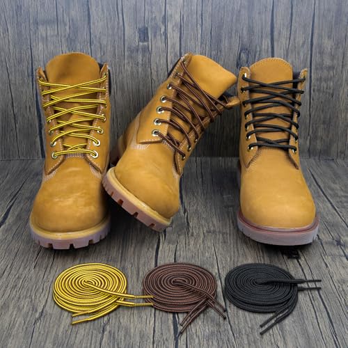 Endoto Boots Shoe Laces for Timberland Work Hiking Hunting Round Replacement Shoelaces(Color:Black&Brown,Size:54Inch) - Image 5