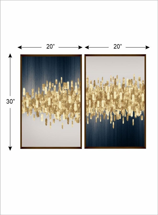 Artsense Set of 2 Luxurious Gold and Blue Abstract Canvas Paintings - Modern Elegance, 20x30 Inches Each (50.8x76.2 cm), Framed Artwork for Contemporary Decor - Image 5