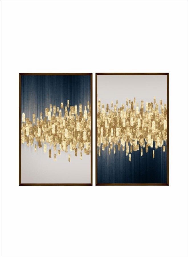 Artsense Set of 2 Luxurious Gold and Blue Abstract Canvas Paintings - Modern Elegance, 20x30 Inches Each (50.8x76.2 cm), Framed Artwork for Contemporary Decor - Image 2