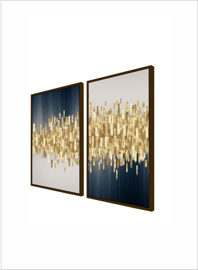 Artsense Set of 2 Luxurious Gold and Blue Abstract Canvas Paintings - Modern Elegance, 20x30 Inches Each (50.8x76.2 cm), Framed Artwork for Contemporary Decor - Image 3