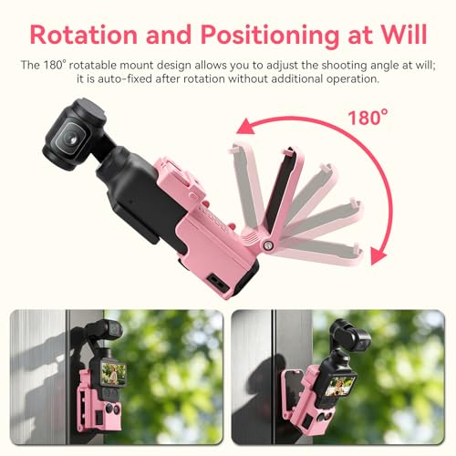 AMAZEAR Magnetic Mount Stand Compatible with DJI Osmo Pocket 4/3/Xtra Muse, Pocket4 Accessories Adapter Clamp Magnet Suction Case Holder on Desktop/Vertical Surface, 180° Adjustable Handle, Pink - Image 4