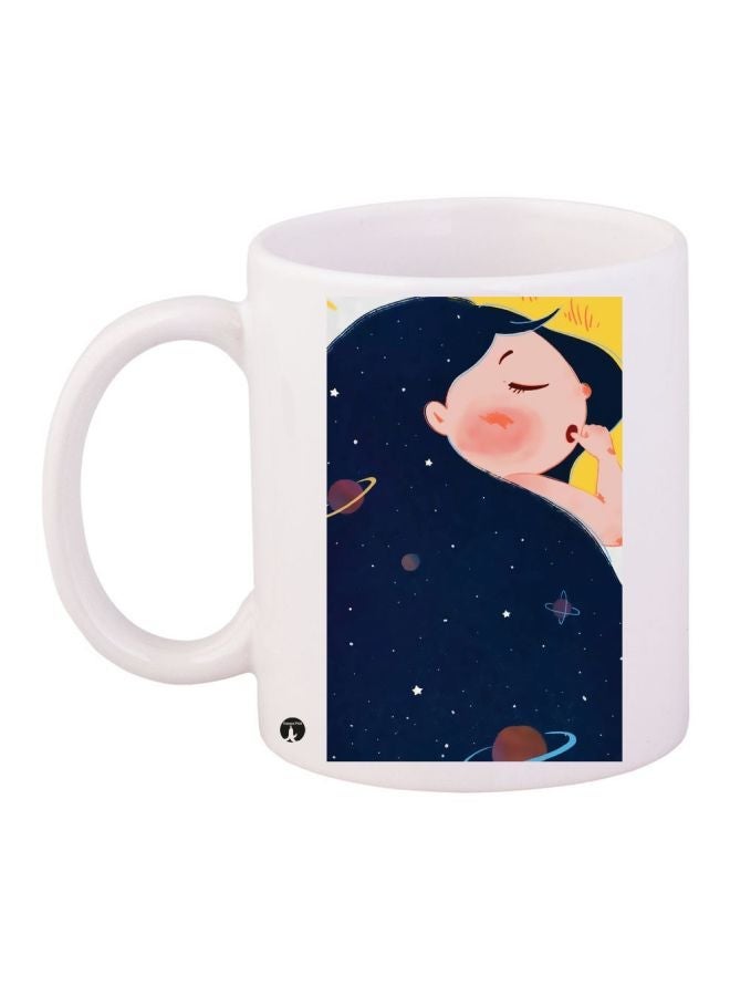 Girl Printed Coffee Mug White/Blue/Pink 11ounce