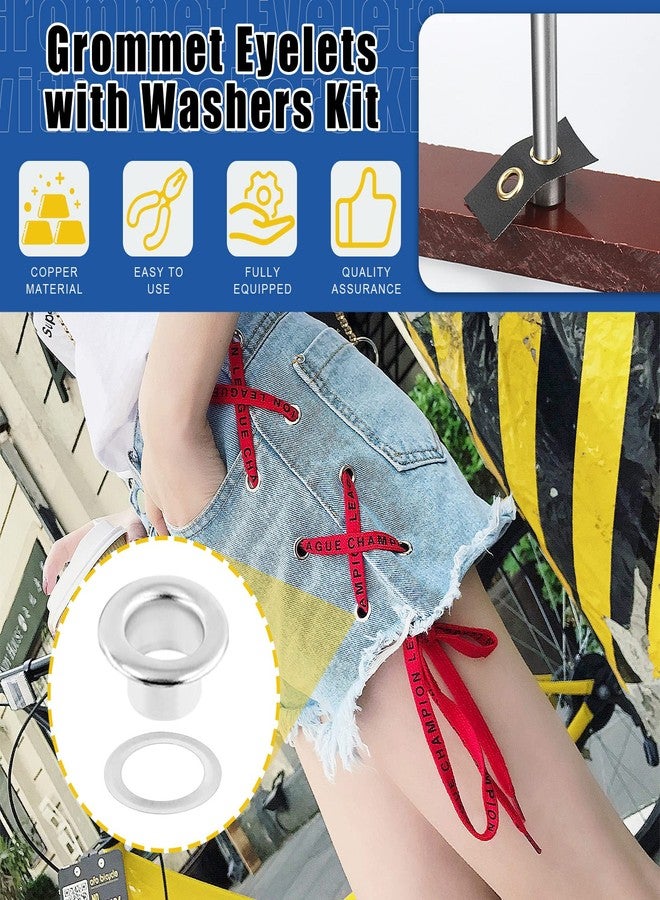 Glarks 242Pcs 6MM Thickened Grommets Eyelets with Tool Sets, 240Pcs 4 Colors Grommets Eyelets with Washers and 2Pcs Installation Tools for Fabric, Canvas, Curtain, Clothing, Leather Repair - Image 3