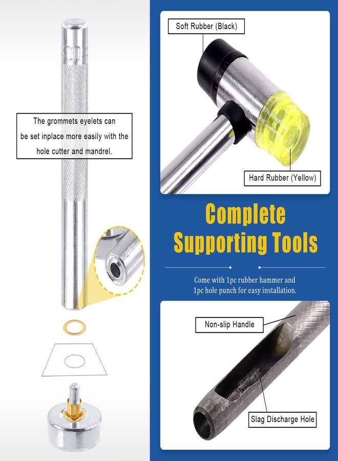 Glarks 242Pcs 6MM Thickened Grommets Eyelets with Tool Sets, 240Pcs 4 Colors Grommets Eyelets with Washers and 2Pcs Installation Tools for Fabric, Canvas, Curtain, Clothing, Leather Repair - Image 5