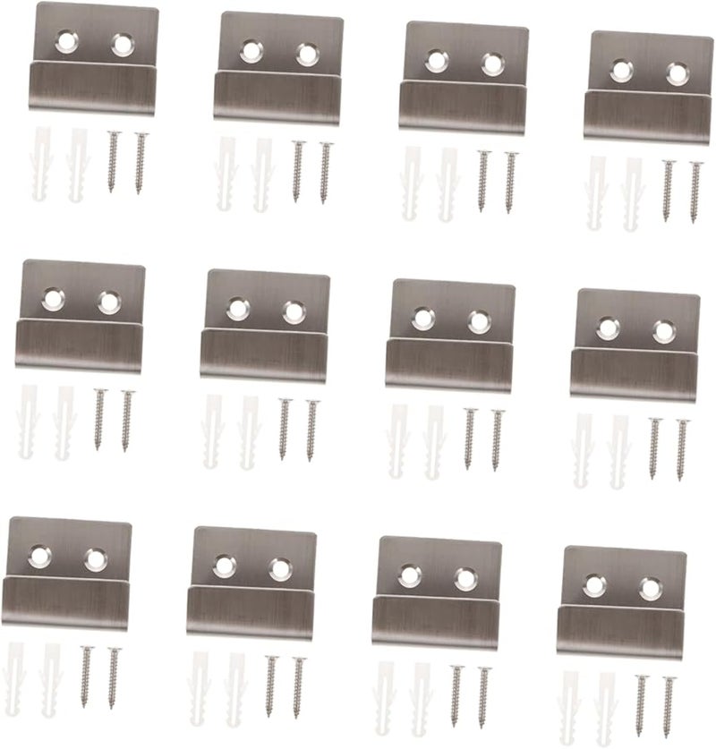 قوس جدار البلاط من الفولاذ المقاوم للصدأ 12 مجموعة خطافات مع مسامير سهلة التركيب قدرة تحمل قوية - Image 2
