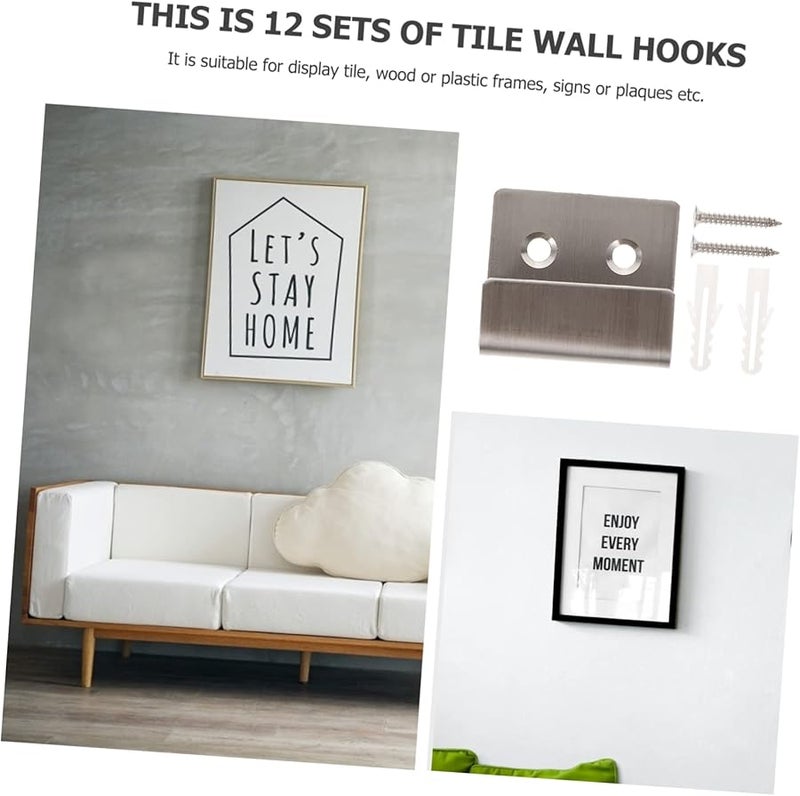 قوس جدار البلاط من الفولاذ المقاوم للصدأ 12 مجموعة خطافات مع مسامير سهلة التركيب قدرة تحمل قوية - Image 5