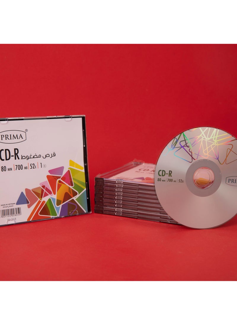 بريما 10 حبات قرص مضغوط قابل لإعادة الكتابة 700 ميجا بايت 80 دقيقة | سرعة كتابة 52x، سطح قابل للطباعة، متوافق مع محركات CD/DVD القياسية، حل اقتصادي للأرشفة والنسخ الاحتياطي ومشاركة الملفات دون إنترنت - Image 2