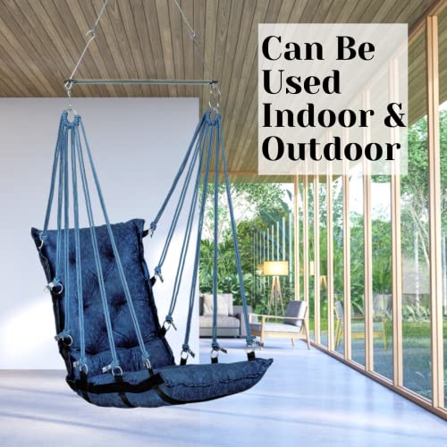 Patiofy Jhula/Hanging Chair For Balcony/Hammock Swing For Adults/Swing For Adults For Home/Swing For Balcony/Unjal For Home Adults/Weight Capacity Upto 150Kgs (Blue) By Patiofy - Cotton - Image 5