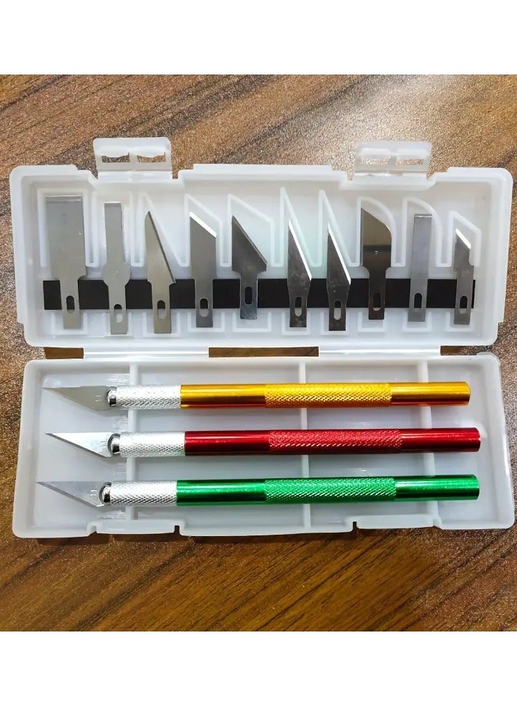 QUALITY 13pcs Metal Carving Knife Pen Art Seal Cutting Manual Combination Paper Cuttings Non-Slip Gadget DIY Precision Repair Tool - Image 1