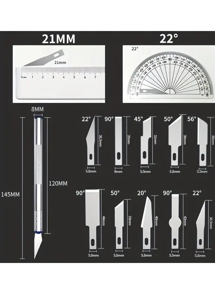 QUALITY 13pcs Metal Carving Knife Pen Art Seal Cutting Manual Combination Paper Cuttings Non-Slip Gadget DIY Precision Repair Tool - Image 3