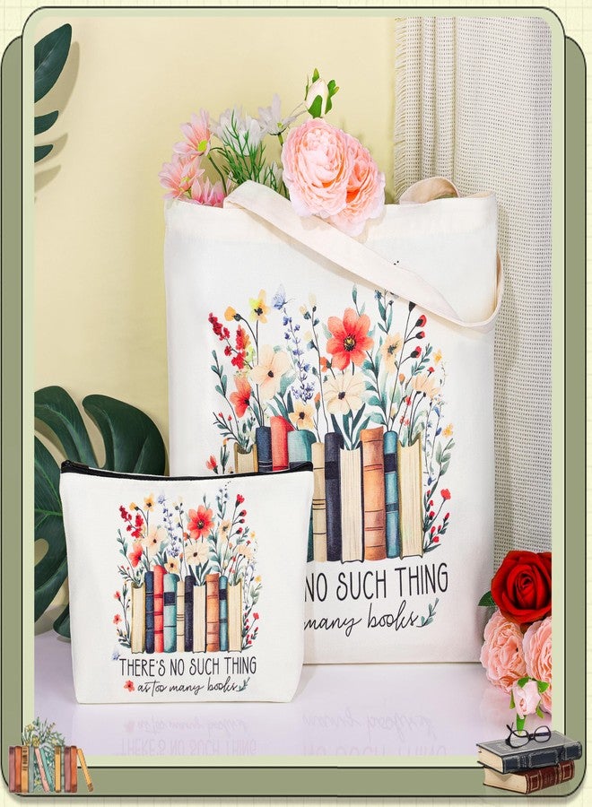 SiplyHaven Book Lover Gifts for Women Christmas, Thanksgiving, Birthday Gifts for Book Lovers Women Cute Canvas Tote Bag Makeup Bag - Reading Accessories, Librarian, Bookish, Readers - Image 3