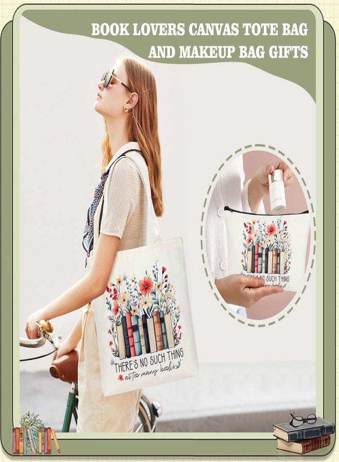 SiplyHaven Book Lover Gifts for Women Christmas, Thanksgiving, Birthday Gifts for Book Lovers Women Cute Canvas Tote Bag Makeup Bag - Reading Accessories, Librarian, Bookish, Readers - Image 2