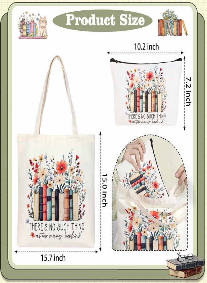 SiplyHaven Book Lover Gifts for Women Christmas, Thanksgiving, Birthday Gifts for Book Lovers Women Cute Canvas Tote Bag Makeup Bag - Reading Accessories, Librarian, Bookish, Readers - Image 4